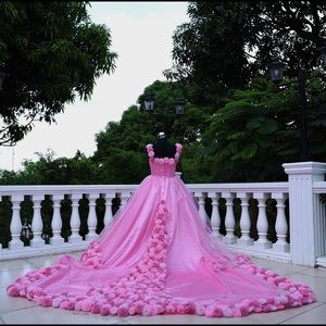Pink Floral Wedding/Debut/Quinceñera Ball Gown